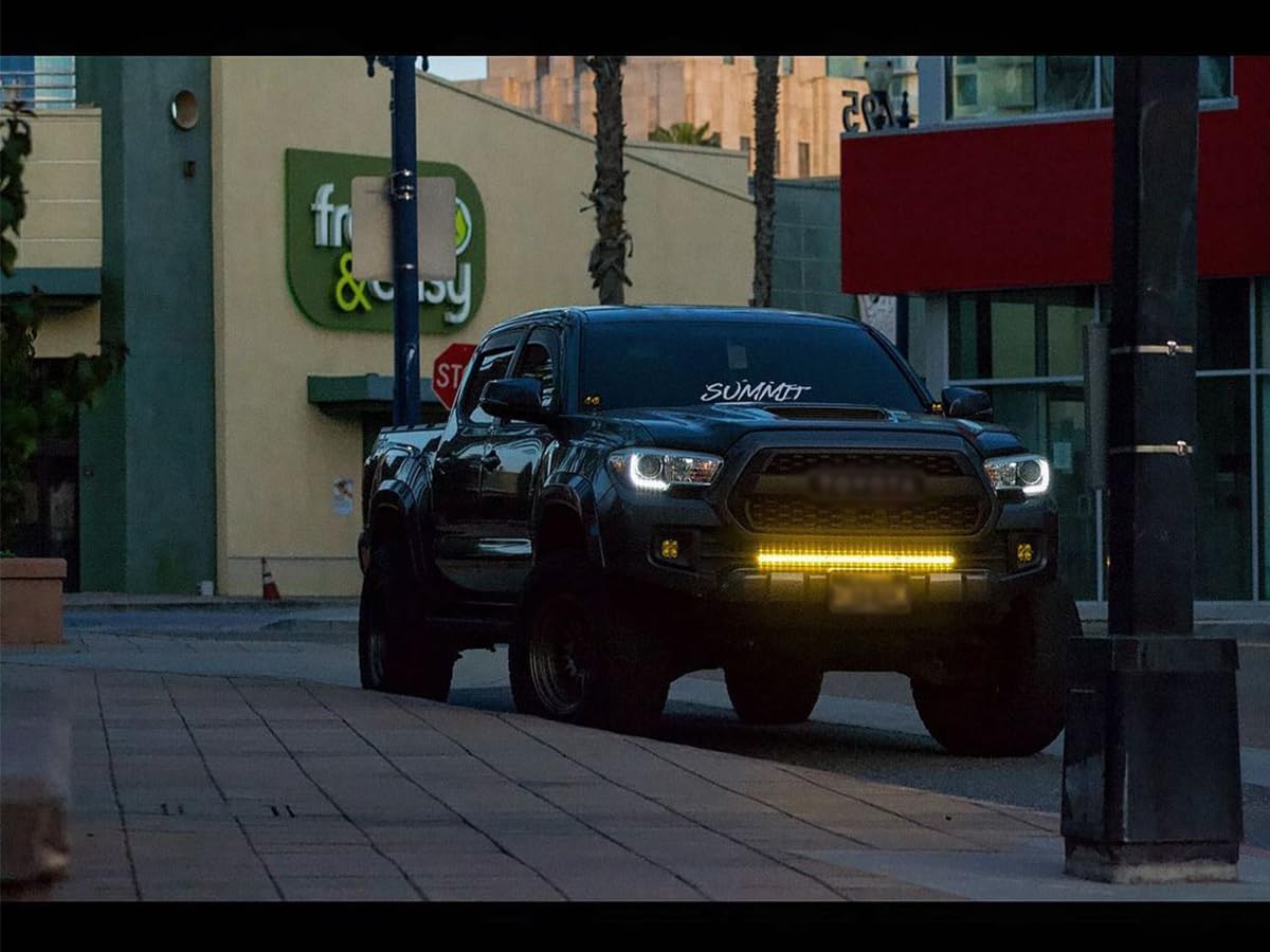 Lasfit 22 Inch Amber Light Bar, Spot Flood Combo Beam, Single Row Yellow Led Bar For Off Road Driving Light, Ip67 Waterproof For