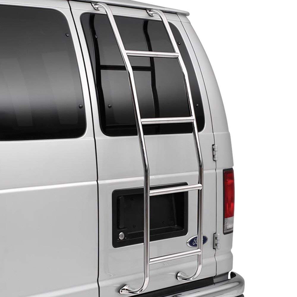 Surco 093F99 Stainless Steel 4-Step Van Ladder - Compatible With 1999-14 Ford E-Series Vans