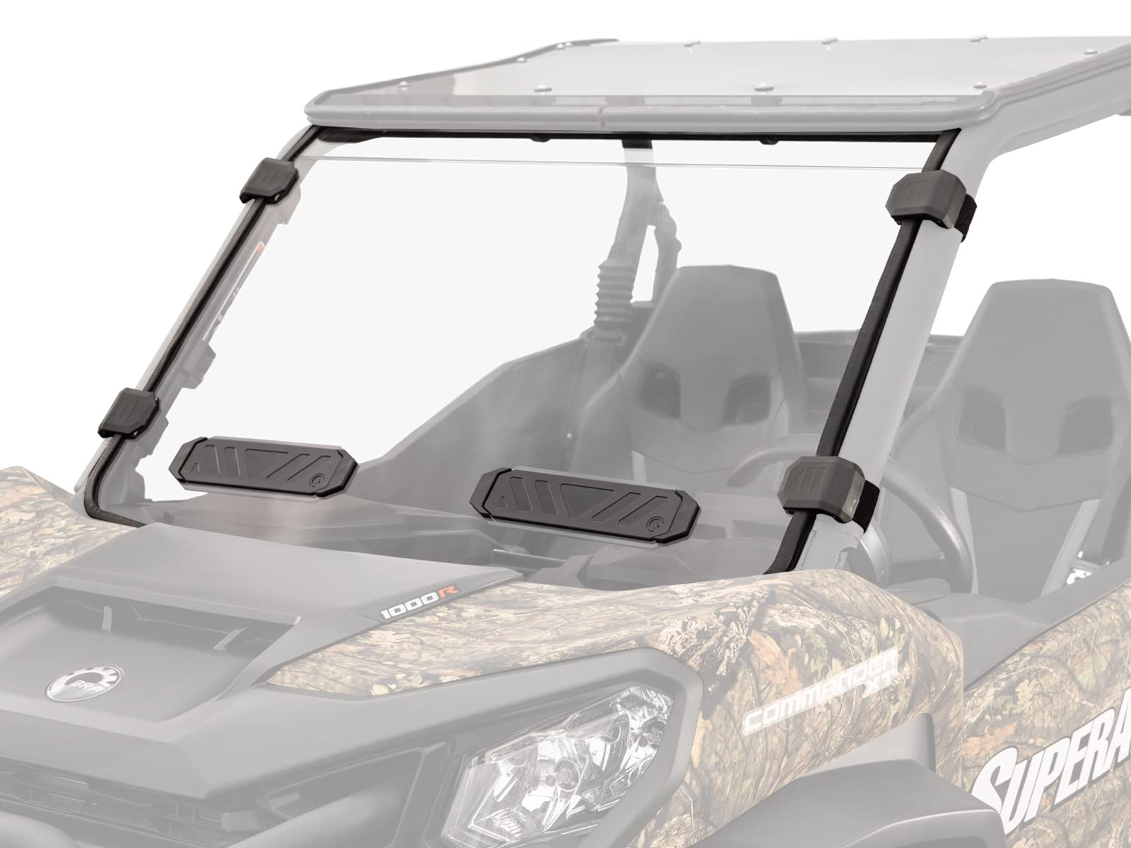 Superatv Vented Full Front Windshield For 2021+ / 2022+ Can-Am Commander | 1/4' Polycarbonate | Xr Optic Hard Coating | Scratch-Resistant | 3 Vent Positions | Includes Pre-Installed Bulb Seal