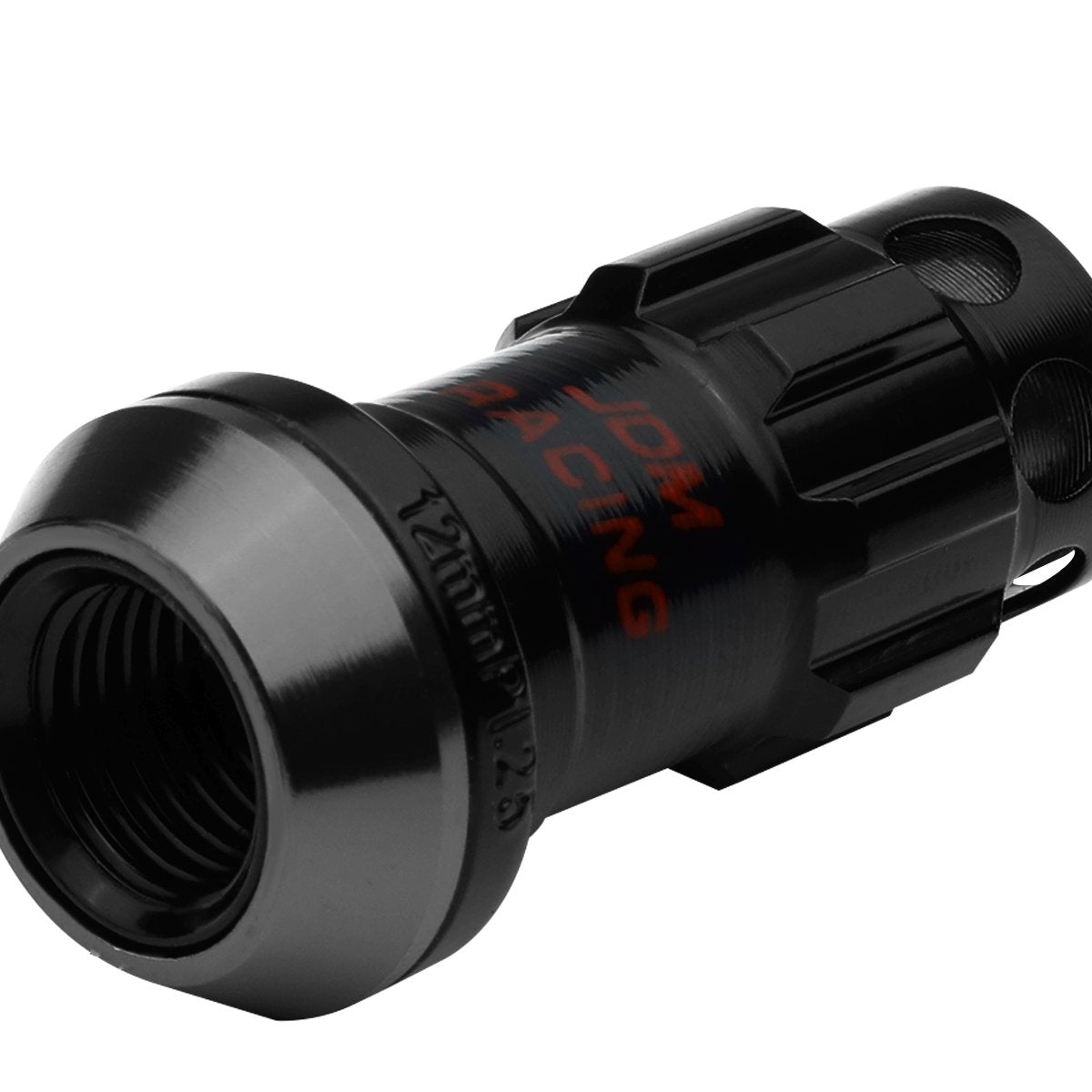 DNA MOTORING LN-ZTL-9016-125-BK 16Pcs M12 x 1.25 Closed End Wheel Lug Nuts + 4Pcs Lock Nuts + Key + Extension Adapter, 22mm OD/45mm Height, Black