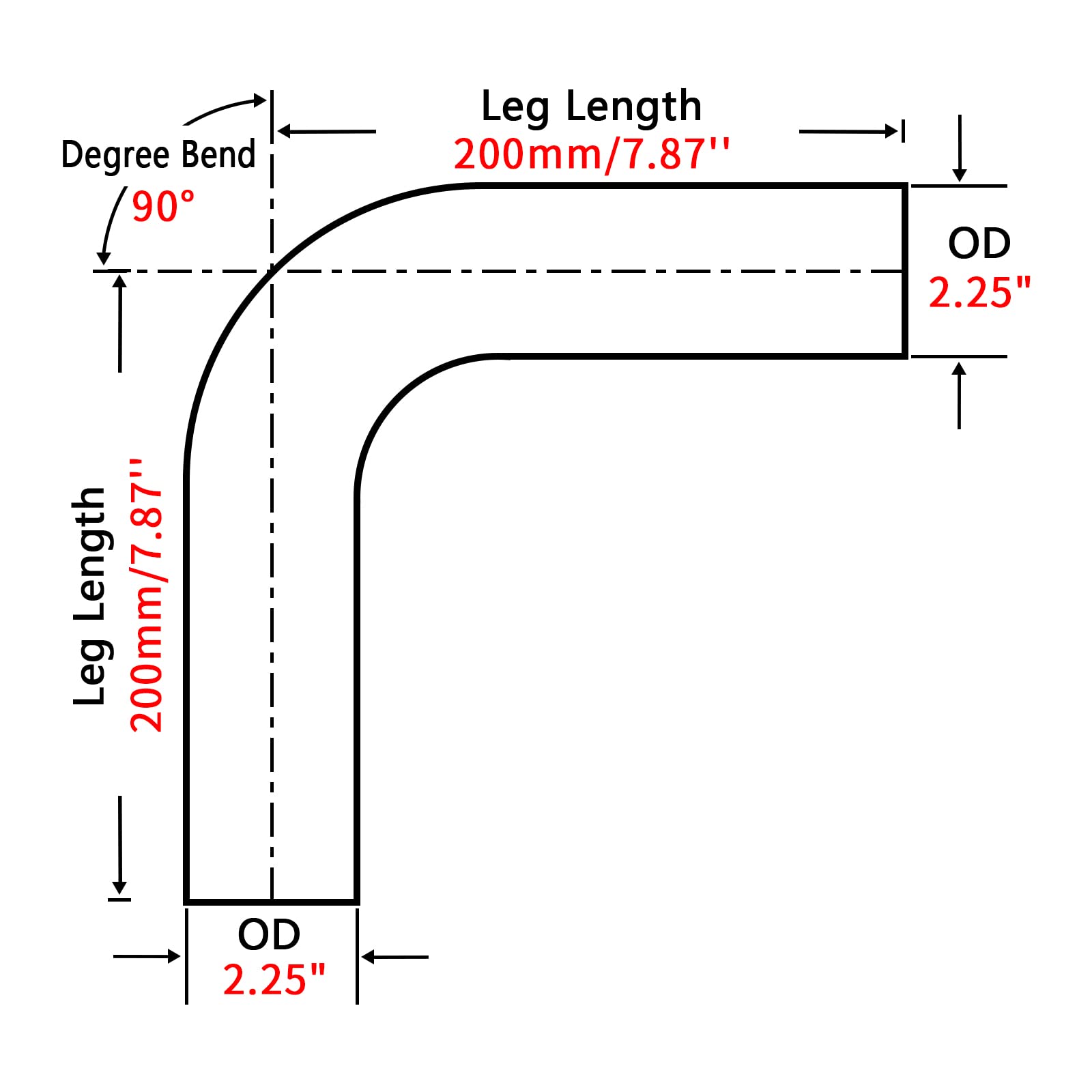 Fgjqefg 2.25 Inch 90 Degree Diy Custom Mandrel Exhaust Pipe Tube Pipe, T304 Stainless Steel, Universal Fit, 15.74 Inch End To End Length, 2.25'' Od Mandrel Bend Pipe