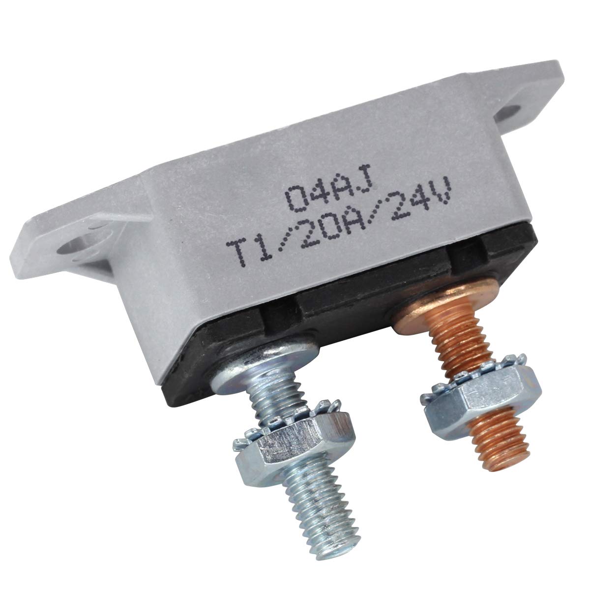 Rkurck 12/24V Stud Bolt Type 20A Automatic Reset Circuit Breaker With Red Cover