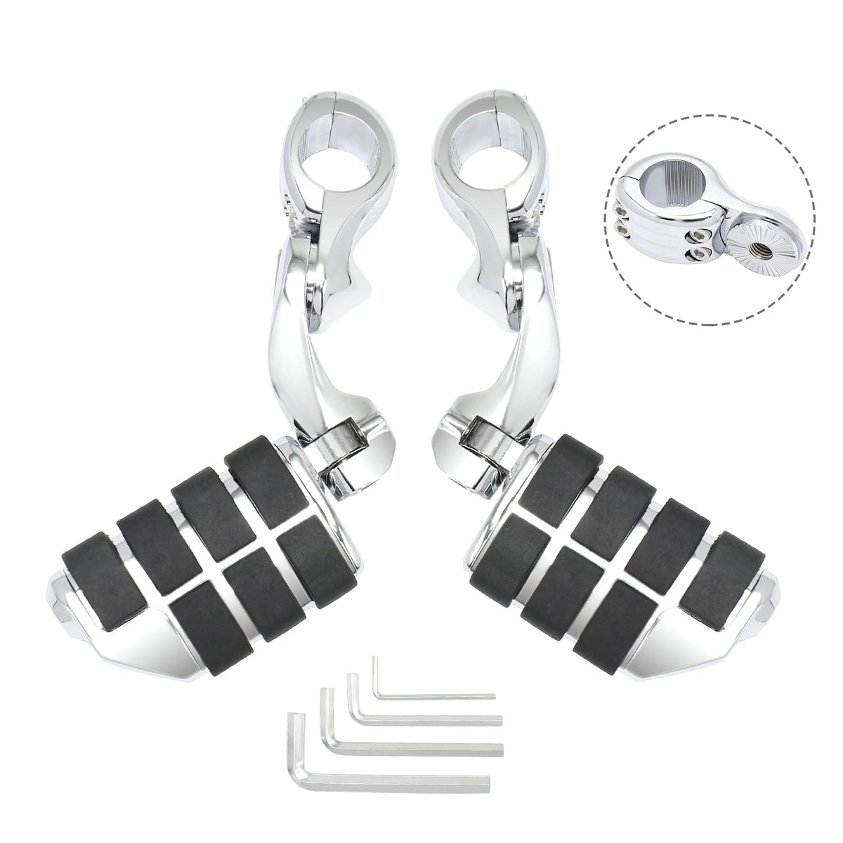 Short Angled Highway Pegs Footpegs Foot Rest Fit For Touring Street Glide/Road Glide/Road King/Electra Glide With 1.25 Inch Engi