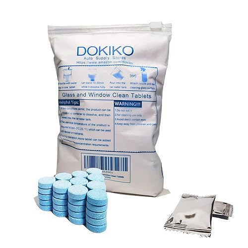 Dokiko 50 Pcs Glass Cleaner Tablets For Home,Dissolve Concentrated Tablets, Glass Cleaner, 50 Concentrated Dissolvable Refill Ta
