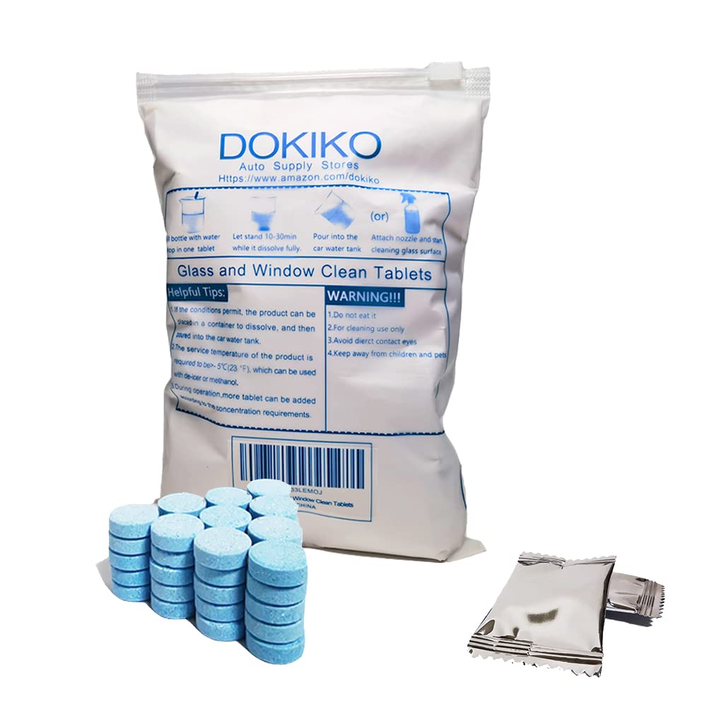 Dokiko 50 Pcs Glass Cleaner Tablets For Home,Dissolve Concentrated Tablets, Glass Cleaner, 50 Concentrated Dissolvable Refill Ta