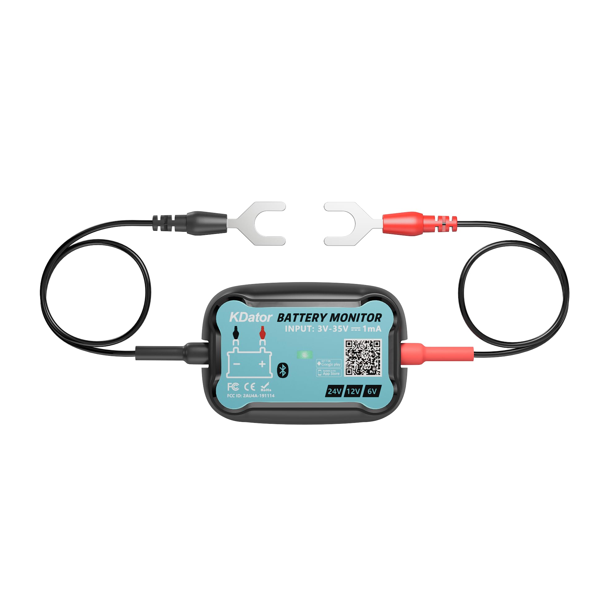 6V 12V 24V Bluetooth Battery Monitor BM7-Work for All Lead-Acid & Lithium Battery with Charging, Cranking System Test & Auto Ala
