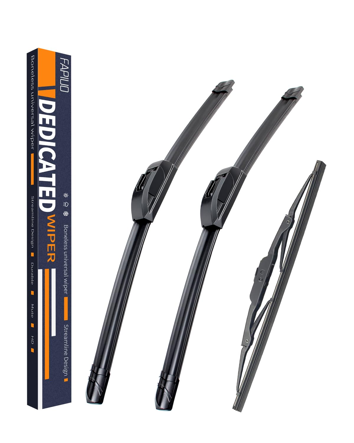 Replacement For Jeep Compass 2007-2017 Silent Wipers -Fapiuo Front And Rear Windshield Wipers 22''/20''+10'' Full Blade Set (3 P