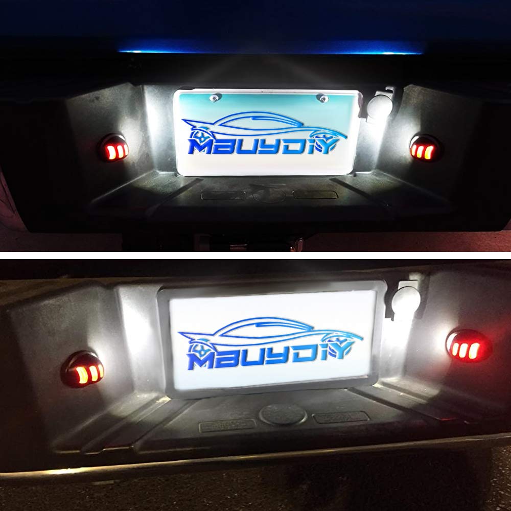 Mbuydiy Led License Plate Light Lamp Assembly With Red Oled Neon Tube Compatible With Ford F150 1990-2014, F250 F350 1999-2016,