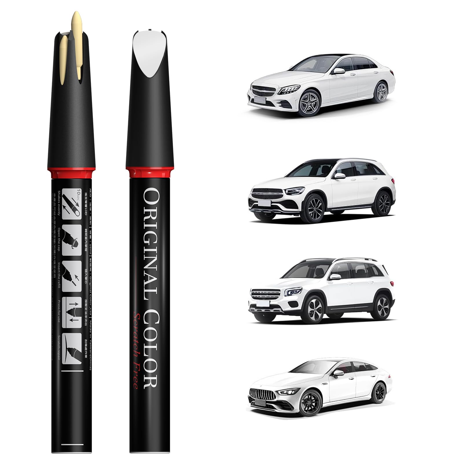 Carhoo 147/9147 Arctic White Compatible with Mercedes-Benz Exact Match Touch Up Paint Pen Car Scratch Repair, Genuine Custom Col