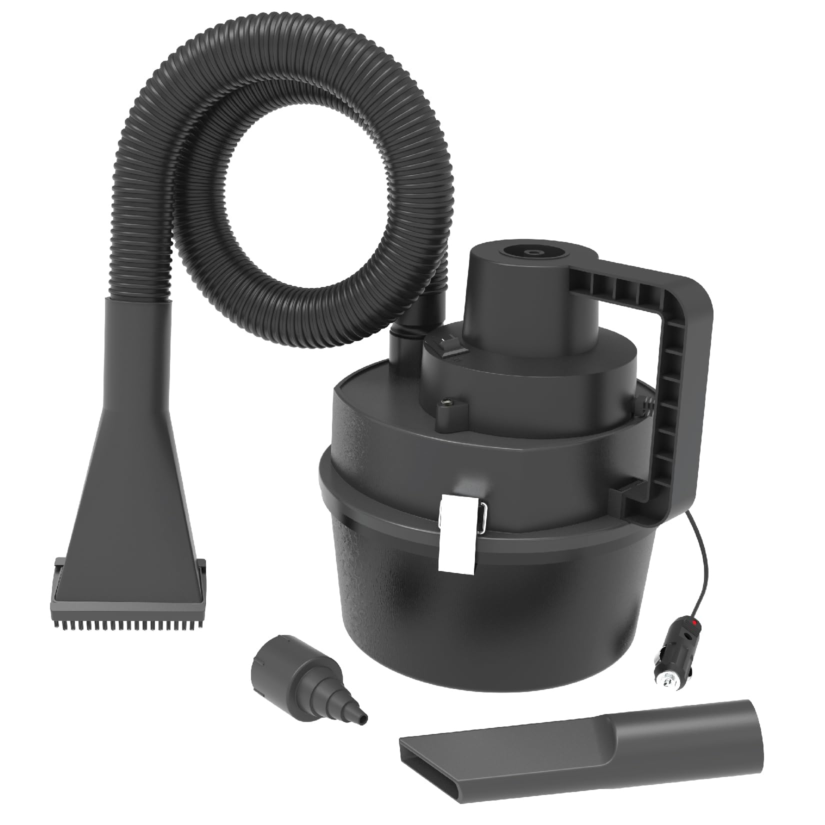 TRAVEL TIME 12V Wet/Dry Canister Vacuum, 2-Liter Capacity - Universal for Most Vehicles, Versatile Household Vacuum, Infalte Air