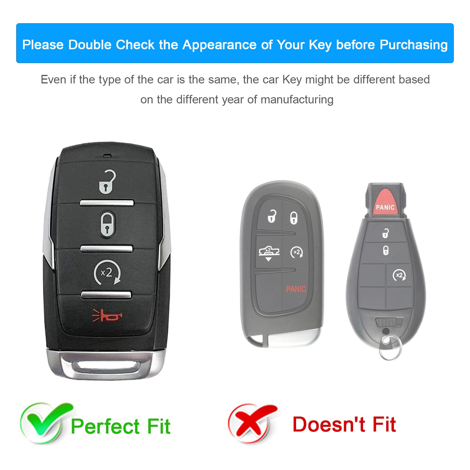 Koaudb Silicone Rubber Key Fob Cover Compatible With 2022-2019 Dodge Ram 1500 2500 3500 4500 5500 4 Buttons Smart Car Key Shell