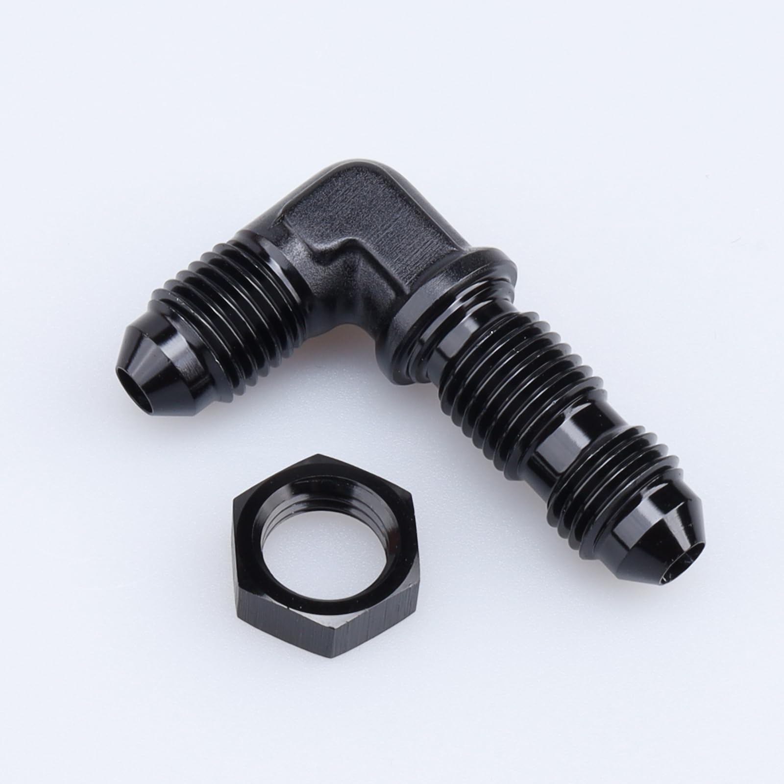 AC PERFORMANCE -4 AN Male Flare 90 Degree Bulkhead Fitting Adapter Aluminum Black with AN4 Nut