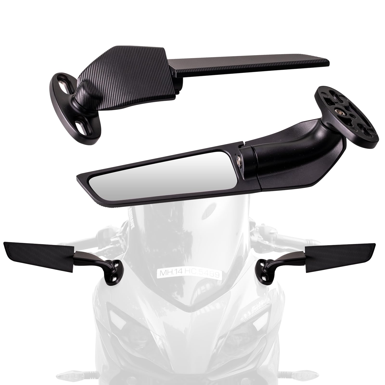 Lwlusup Racing Motorcycle Rear View Mirrors, Adjustable Rotating Side Mirrors Compatible with Honda CBR300R CBR500R CBR600RR CBR