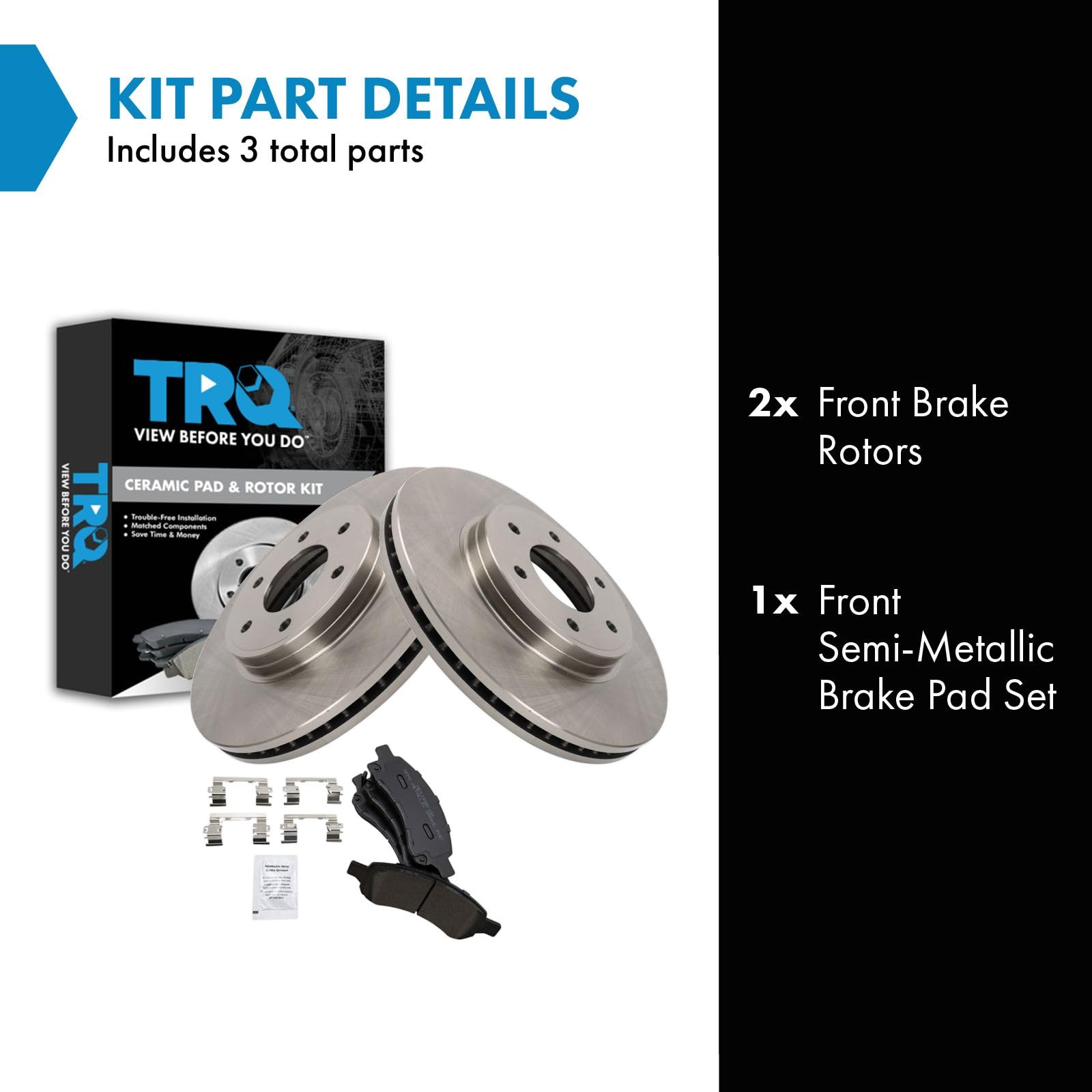 Trq Front Brake Pad & Rotor Kit Semi-Metallic Compatible With 08-09 9-7X 06-09 Trailblazer