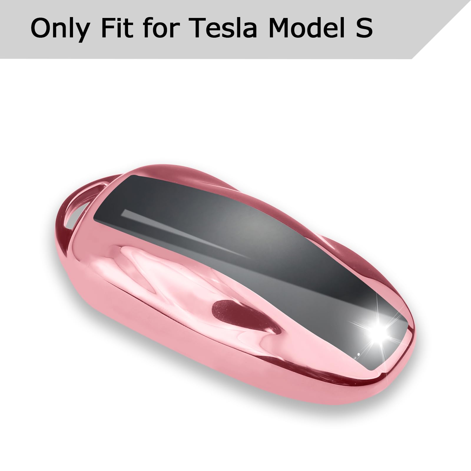 Qbuc For Tesla Key Fob Cover With Keychain Soft Tpu Protection Case Compatible With Tesla Model S (Pink)