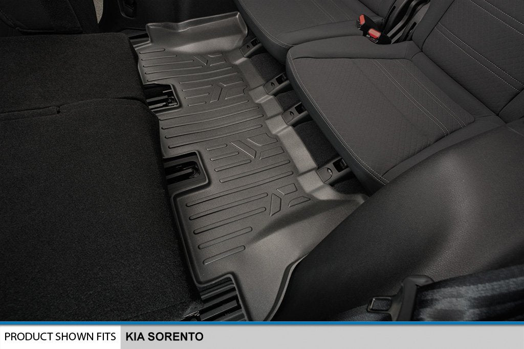Maxliner All Weather Custom Fit 3 Row Black Floor Mat Liner Set Compatible With 2016-2020 Kia Sorento (Only Fits 7 Passenger Mod