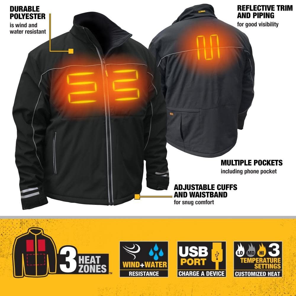 DEWALT DCHJ072 Heated Lightweight Soft Shell Jacket Kit with 2.0Ah Battery and Charger