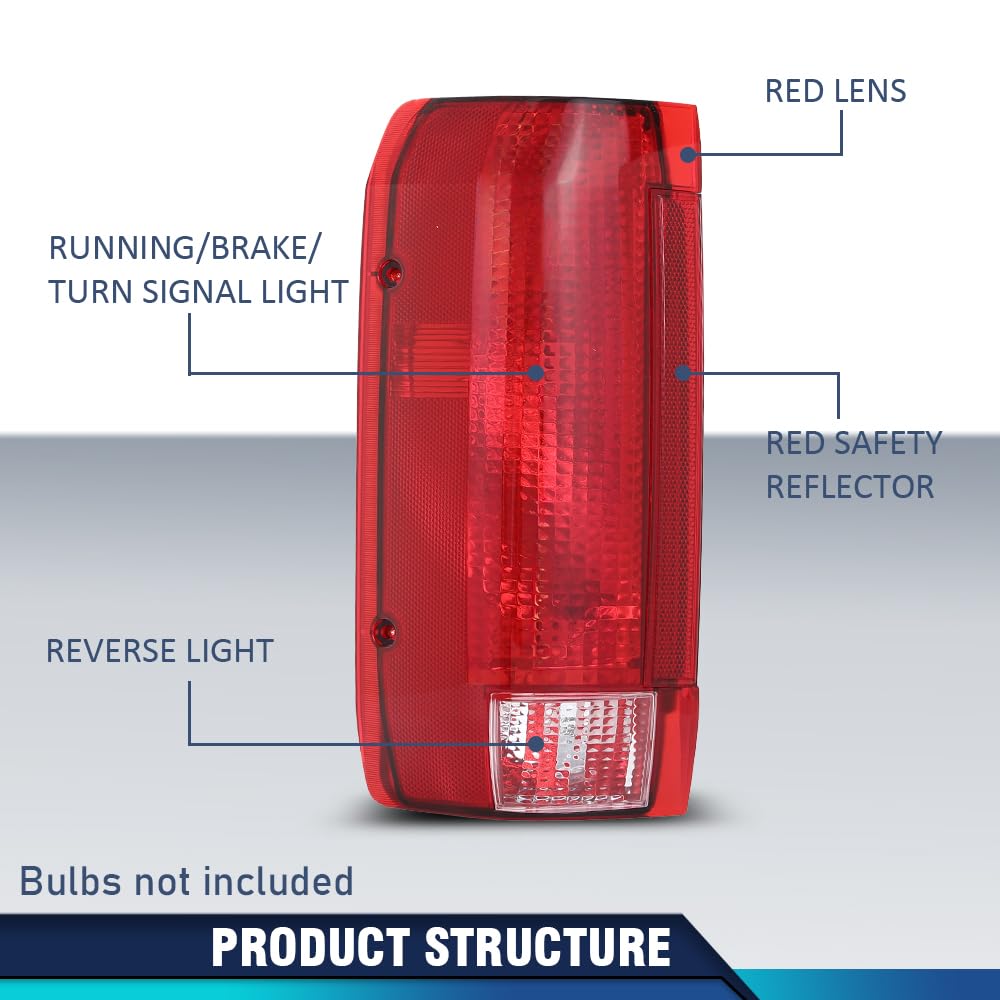 Pit66 Tail Lights Compatible With Ford F150 Bronco 1990-1996 /Fit F250 F350 1990-1997 Left Driver And Right Passenger Side