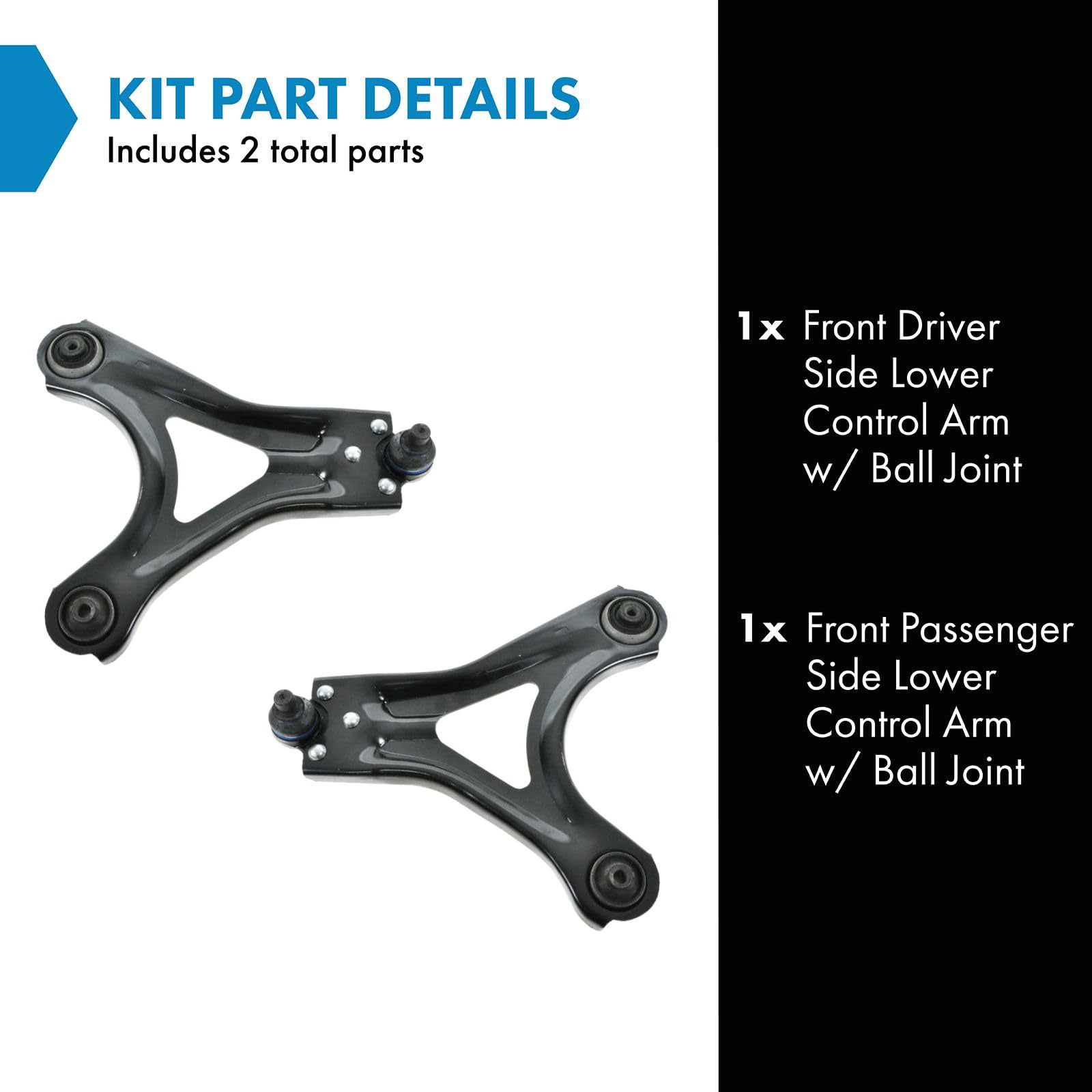 Trq Front Lower Control Arm With Ball Joint Set Compatible With 1998-2000 Ford Contour 1999-2002 Mercury Cougar Mystique
