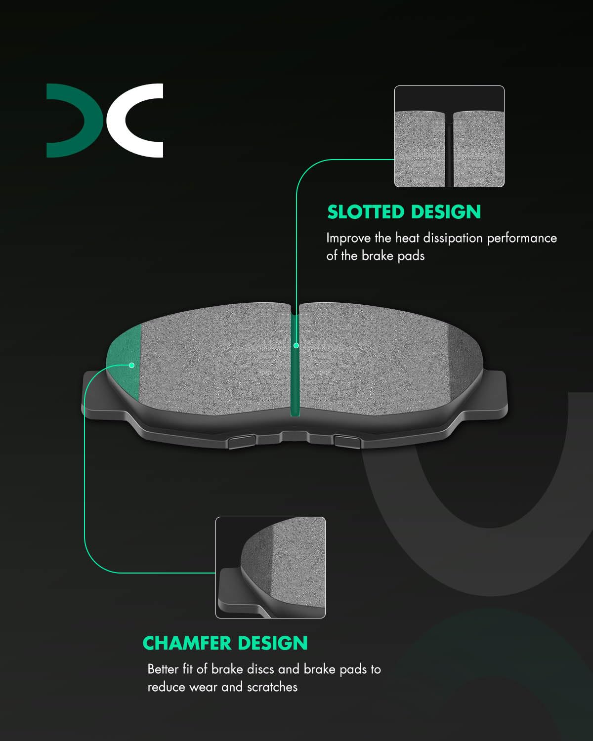 SCITOO Disc Brake Pads Kits D764-7573 Ceramic Front Brake Pads Set Fit For Acura For CL 1997-1999,For Honda For Accord 1990-2002