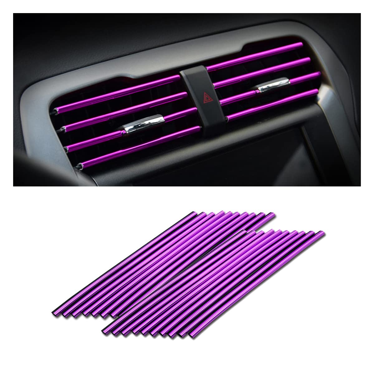 8Sanlione Car Air Conditioner Decoration Strip For Vent Outlet, 20 Pieces Universal Waterproof Bendable Polyvinyl Chloride Trim Decoration, Suitable For Most Car - Interior Accessories (Purple)