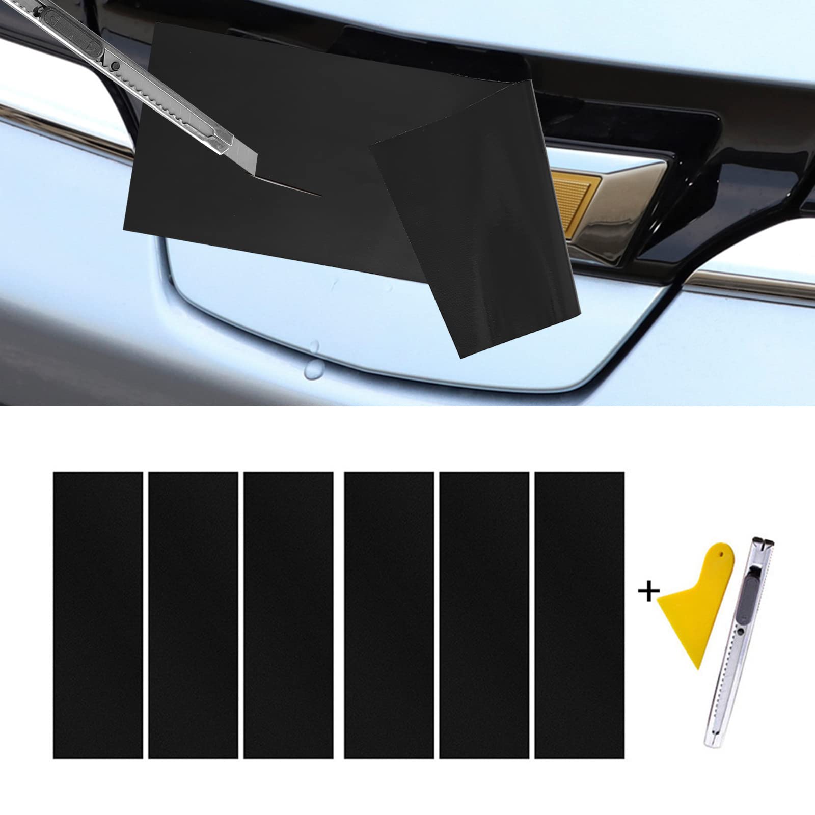 Lanzmyan Compatible With Bowtie Logo Wrap Stickers Cut-Your-Own Emblem Overlay Diy Decals For Chevy 6Pcs Matte Black