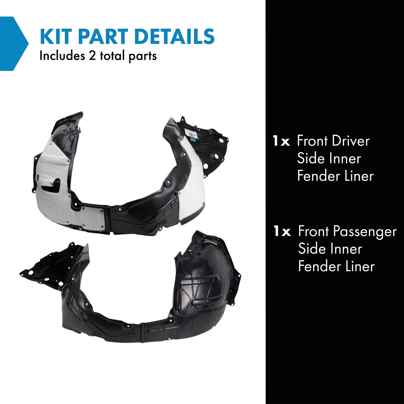 Trq Front Inner Fender Liner Set Compatible With 2015-2023 Nissan Murano Ni1248153 Ni1249153