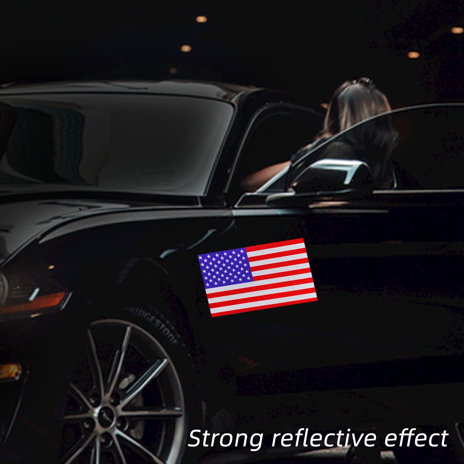 WZCNDIDI American Flag Decal,3pcs USA Flag Decal Sticker, Reflective Car Stickers for Cars/Trucks - Support US Military