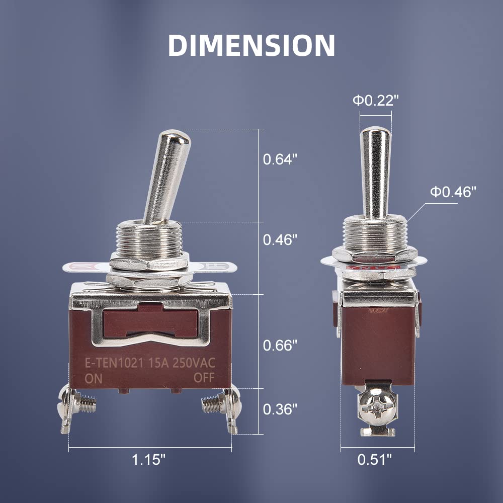 Cnaodun Waterproof Toggle Switch 30A 12Vdc/15A 250Vac Dc Marine Spst Switch 2 Way On/Off With Weatherproof Boot Cap Cover For Ca