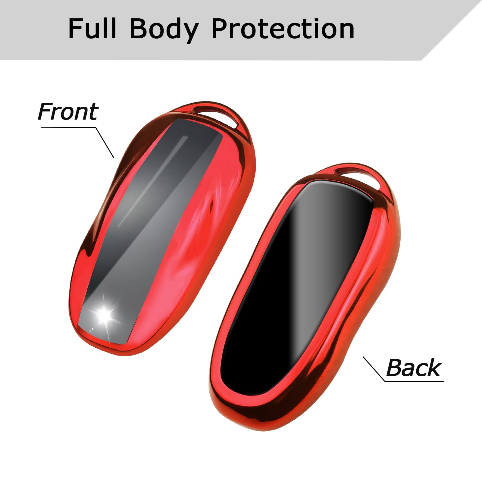 Qbuc For Tesla Key Fob Cover With Keychain Soft Tpu Protection Case Compatible With Tesla Model S (Red)