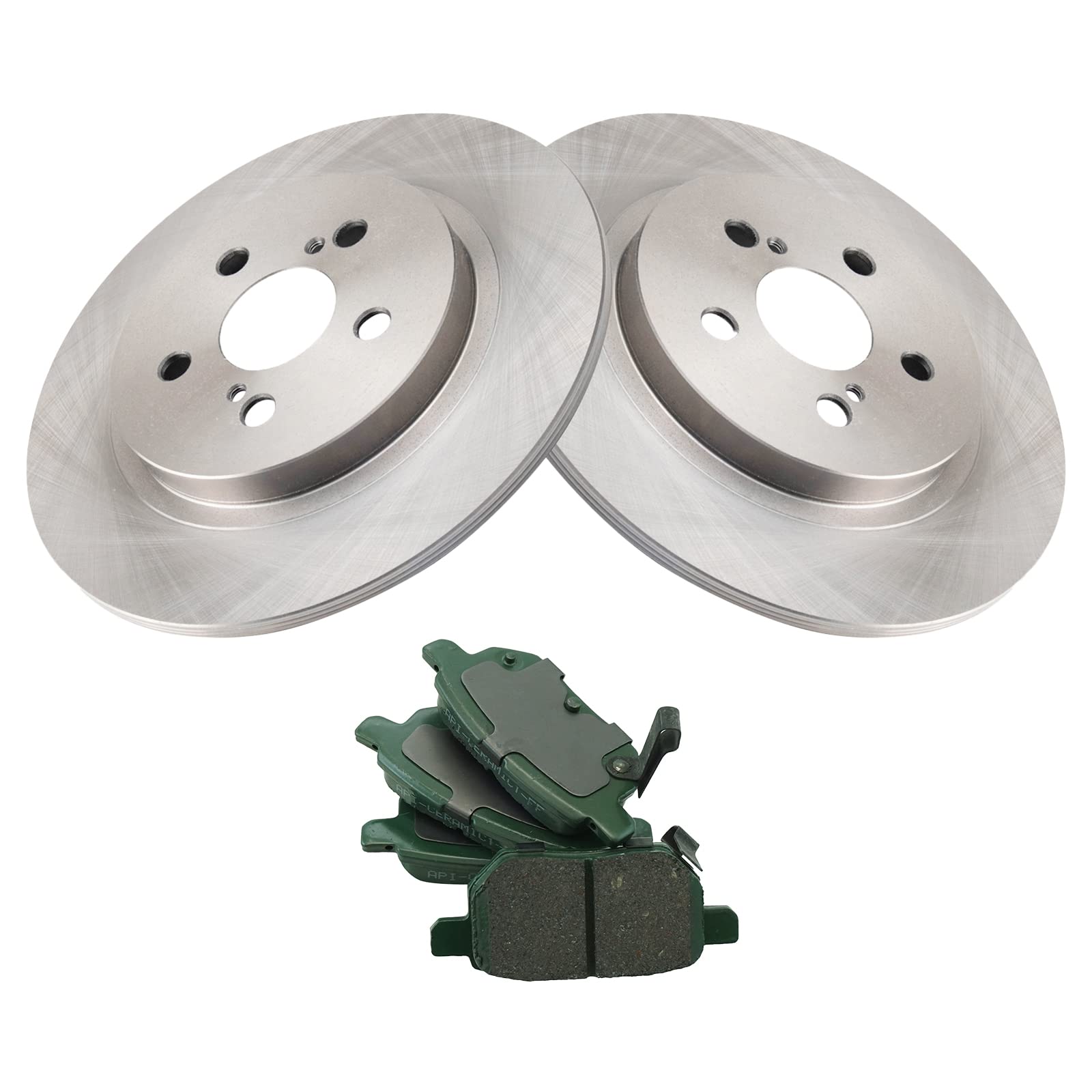 TRQ Rear Brake Pad & Rotor Kit Brake Pads Brake Rotor Ceramic Solid Compatible with 2011-2017 Lexus CT200h