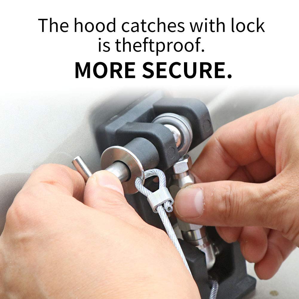 Sukemichi Tj Hood Latches For Jeep Wrangler, Locking Hood Latch For 1997-2006 Jeep Wrangler Upgrade, Eliminate Hood Flutter Boun