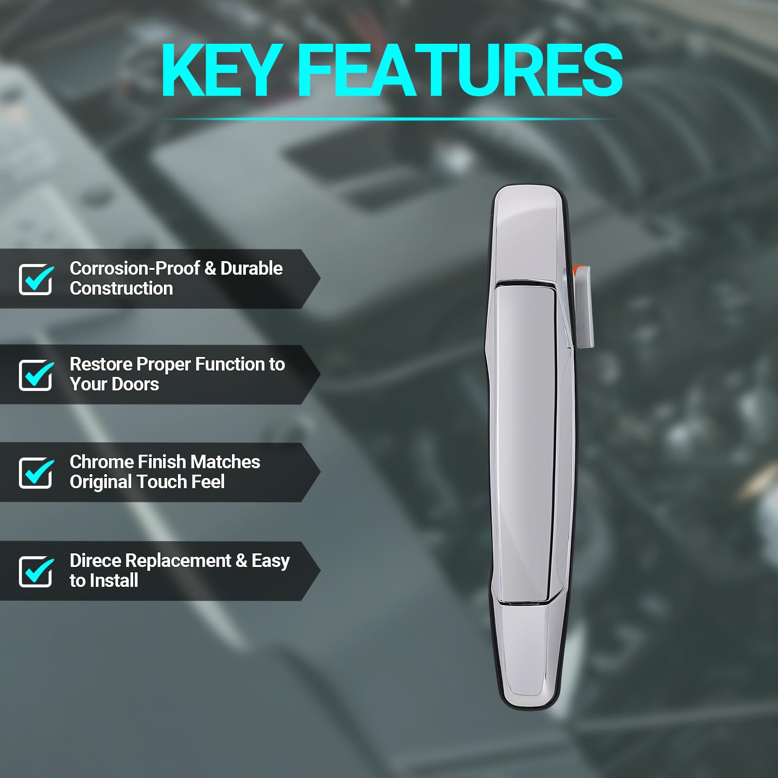 Mnjws Exterior Chrome Door Handle, Front Passenger Side, Compatible With 2007-2014 Chevy Silverado Suburban Tahoe Gmc Sierra Yukon Cadillac Escalade, Replace 22738722 84053436 80545