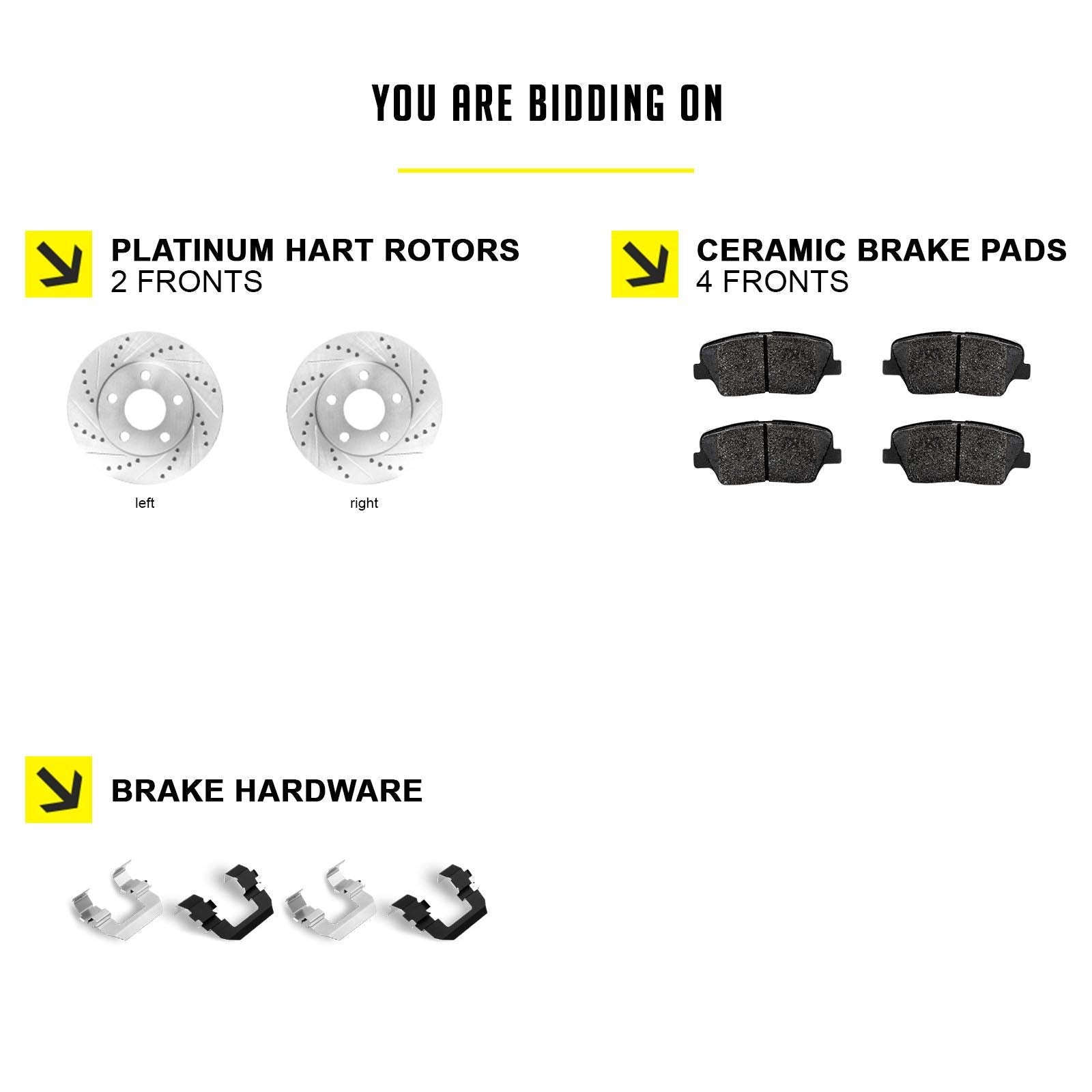 Hart Brakes Front Brakes And Rotors Kit |Front Brake Pads| Brake Rotors And Pads| Ceramic Brake Pads And Rotors - Phcf.40100.02