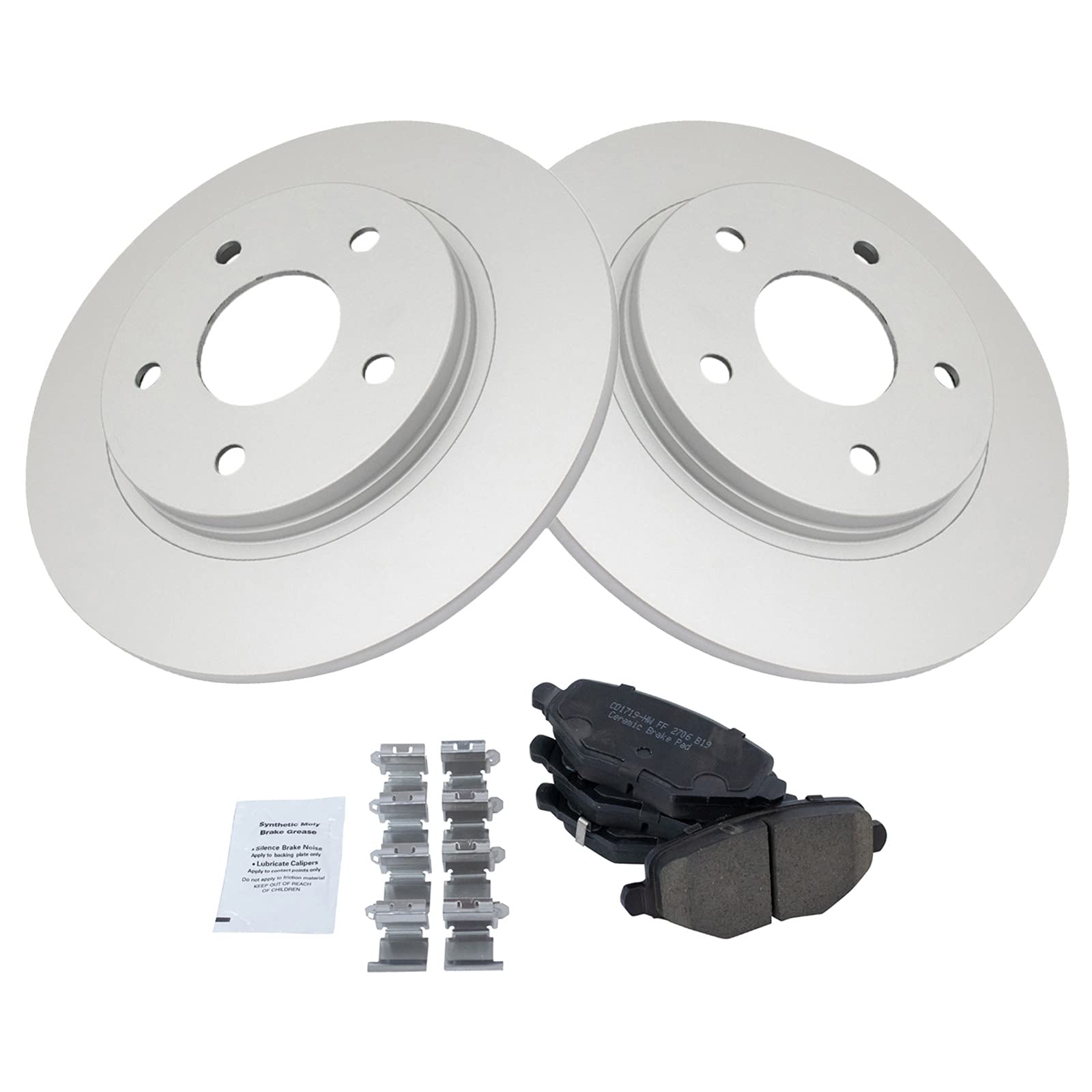 Trq Rear Brake Pad & Rotor Kit Brake Pads Brake Rotor Ceramic Solid Premium G-Coated Compatible With 2014-2016 Chrysler Town & C