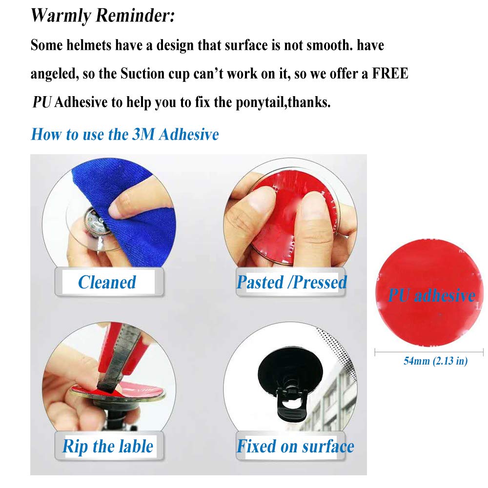 Hhongjm Helmet Hair Helmet Pigtails Gradient Ramp Helmet Braids Ponytail With Suction Cup For Motorcycle Bike 1Pc (Helmet Not In