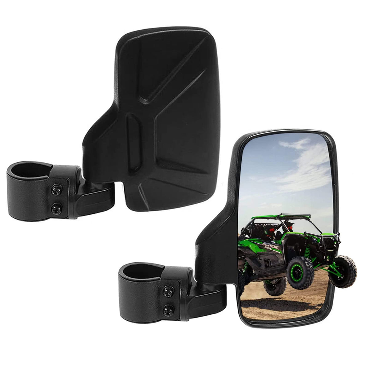 SPAUTO UTV Side Mirrors For 1.6'' - 2'' Roll Cage Bar, UTV Mirrors Compatible with Kawasaki Mule Yamaha Rhino YZX Pioneer Polari