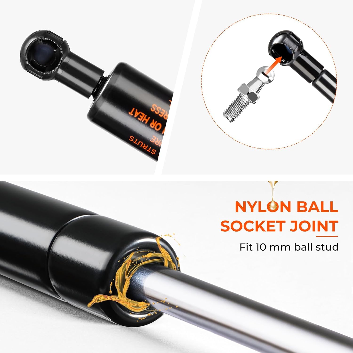 St270M80 27 Inch Gas Strut 80 Lbs 400 N Per Shock, 27'' Gas Spring Prop Lift For Trailer Hatch Door Truck Undercover Tonneau Cov