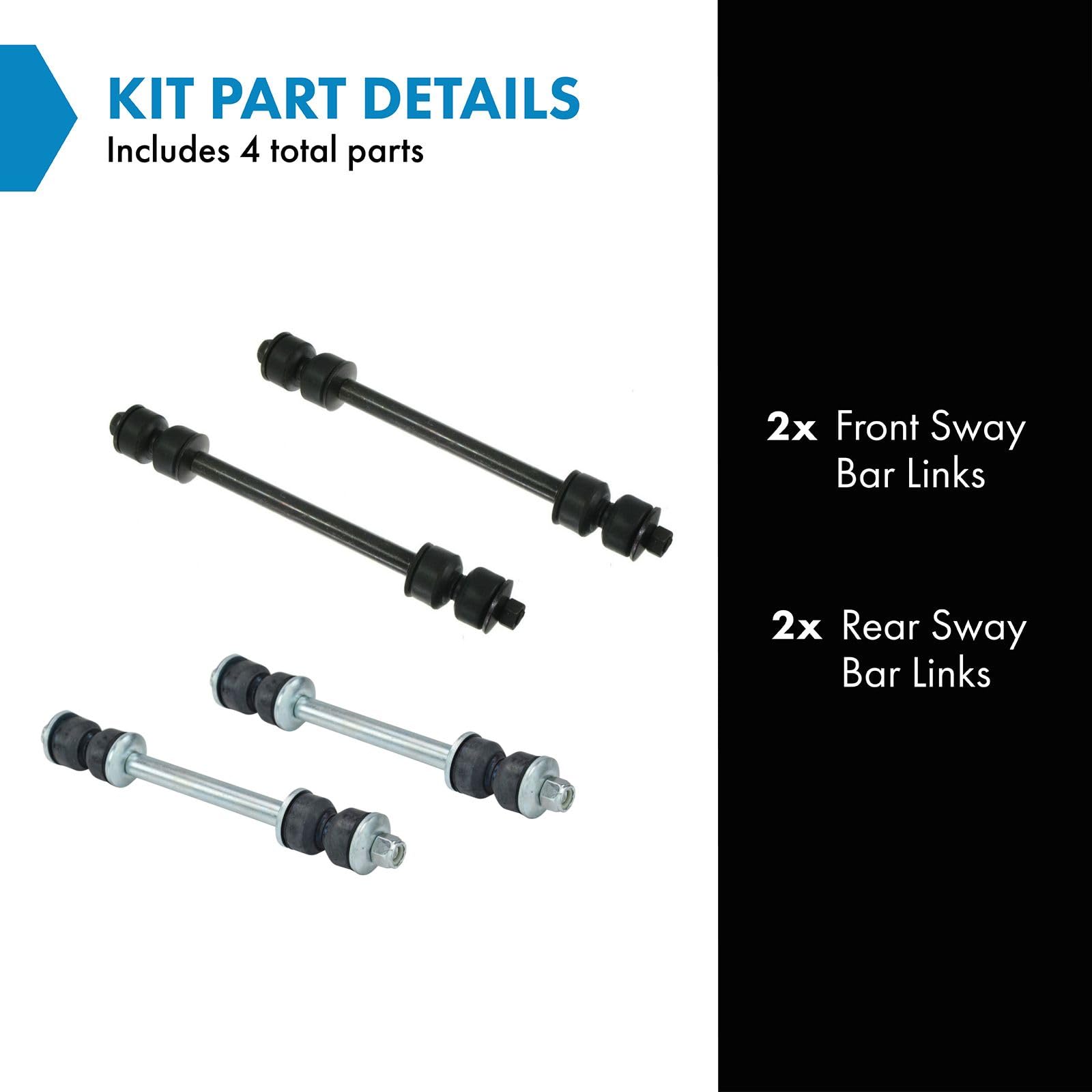 Trq Front & Rear Sway Bar Stabilizer Link Set Compatible With 2002-2005 Ford Explorer Mercury Mountaineer