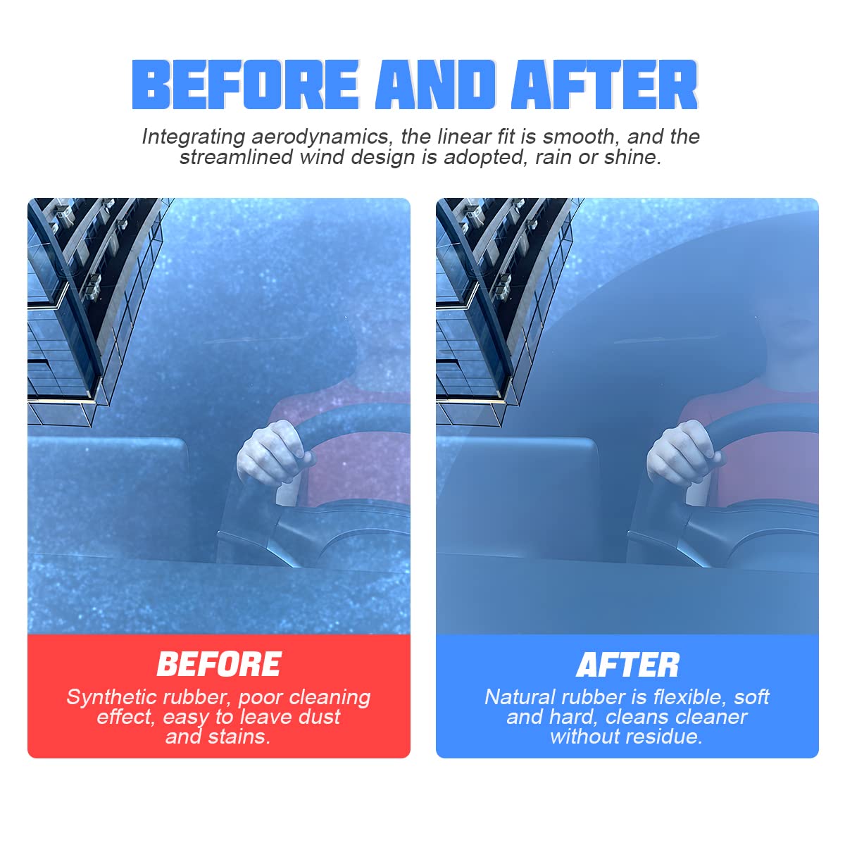 4 Pieces Car Wiper Blade Replacement Strip, 32'' Rubber Frameless Windshield Wiper Strip, DIY Adjustable Boneless Windscreen Bla