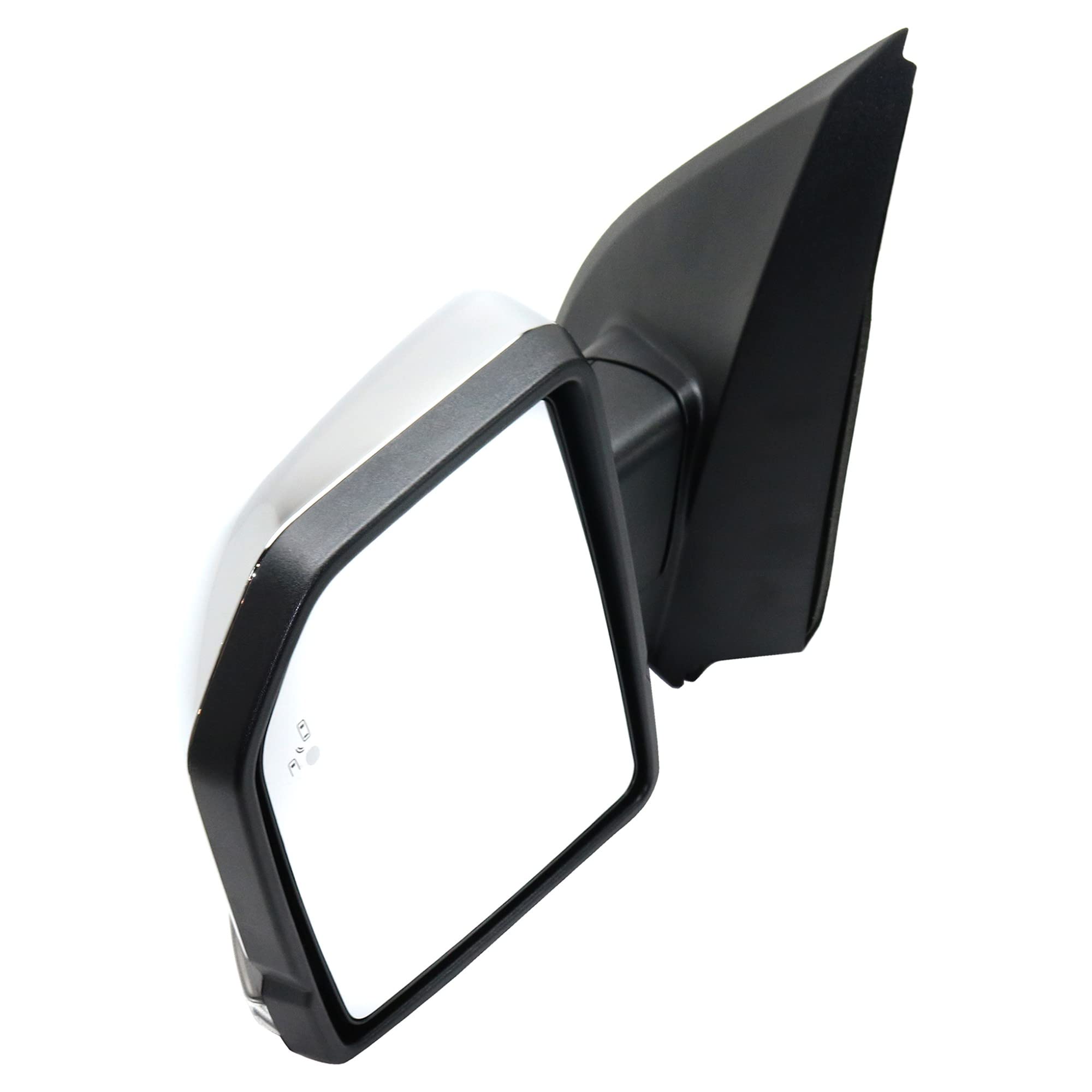 Kool Vue Left Power Heated Mirror for Ford F-150 2015-2017 Power Fold With Signal Light, Blind Spot Monitor, Memory & Puddle Lamp; Without Auto-Dimming Chrome
