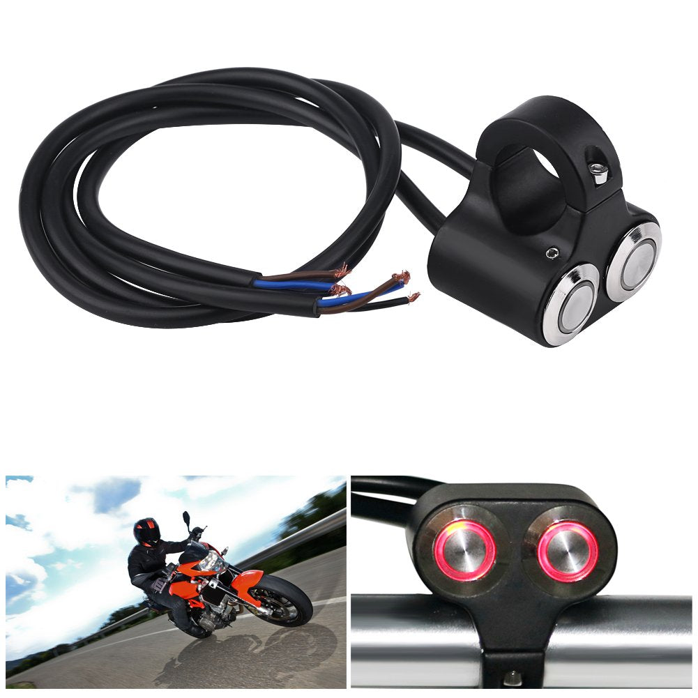 7/8inch 22mm Motorcycle Switch Handlebar, Universal Motorbike Handlebar On/Off Grip Switches Brake Fog Headlight Handle Self-Ret