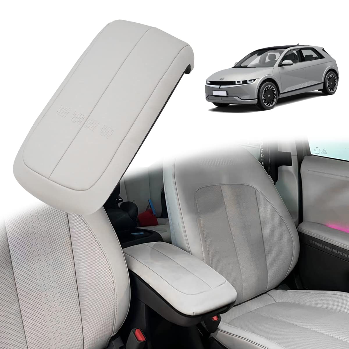 Bestevmod For Ioniq5 Center Console Armrest Pad Cover Morse Code Design Extra Soft Microfiber Leather Waterproof Protector Seat 