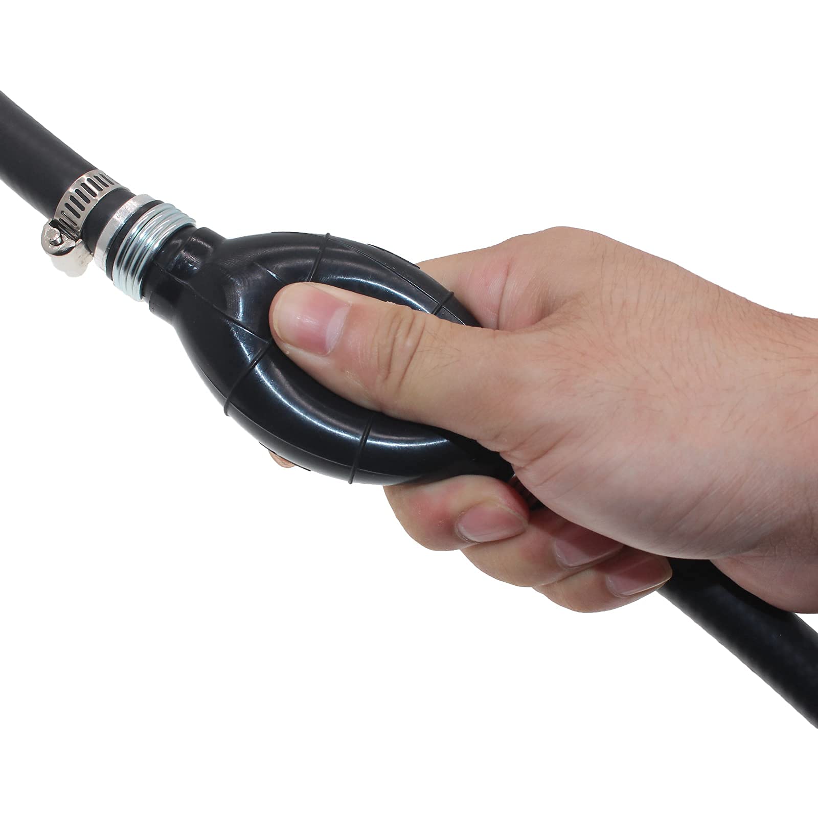 Fuel Line Assembly 3/8'' Inner Dia 5/8'' 6FT Outer Dia Hose Line Marine Outboard Boat Motor RVs Fuel Assembly with Primer Bulb S