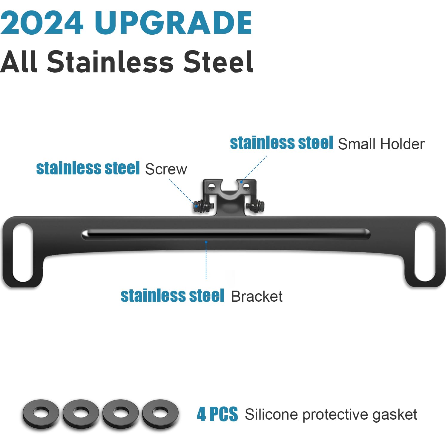 Universal Car Rear View Camera License Plate Bracket,Upgraded Full Stainless Steel Backup Camera Mount Dash Cam Mirror Camera Ac