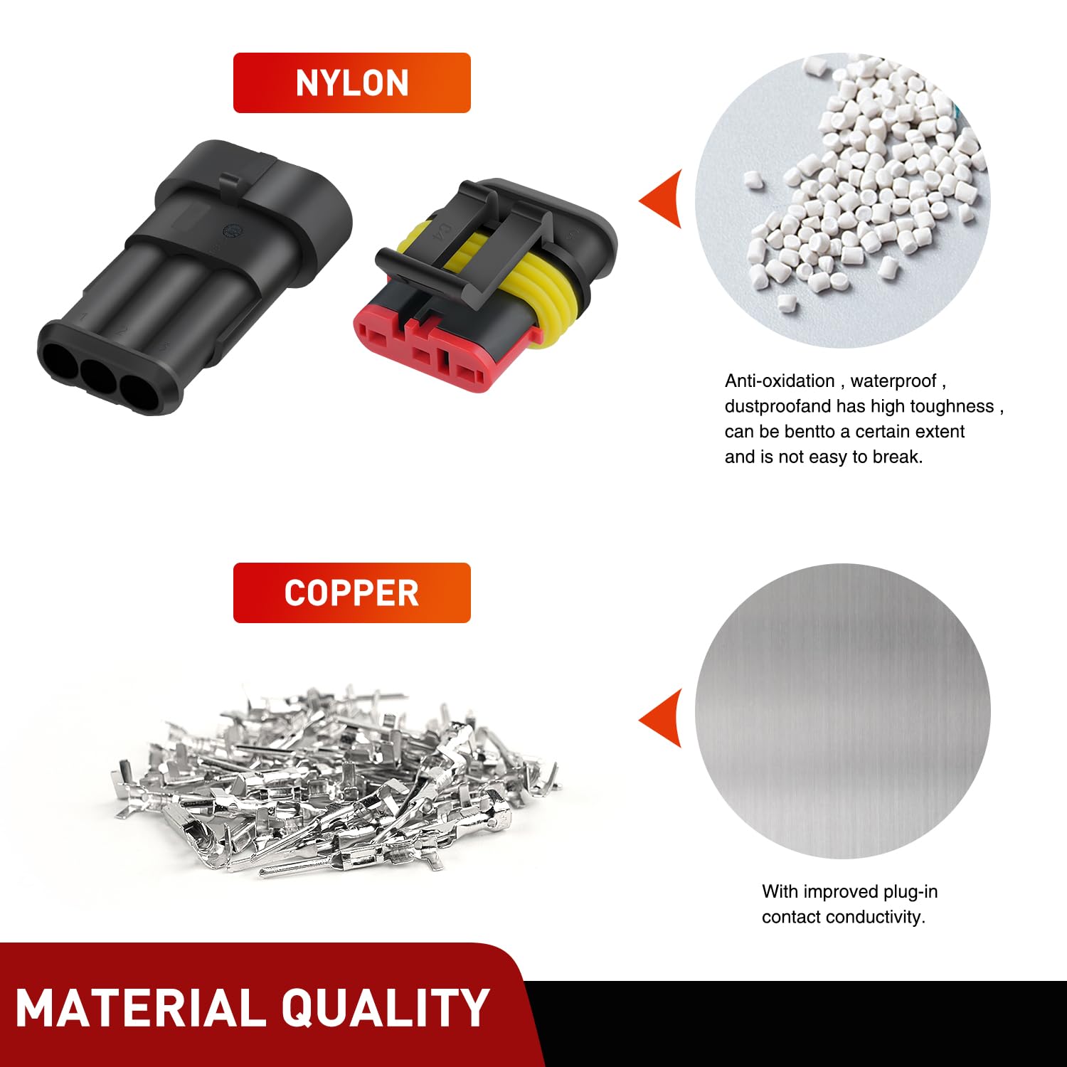 Nilight 622Pcs 1 2 3 4 5 6 Pin Electrical Connector Plug Male Female Terminal Wire Connectors Waterproof Quick Connect Set For C