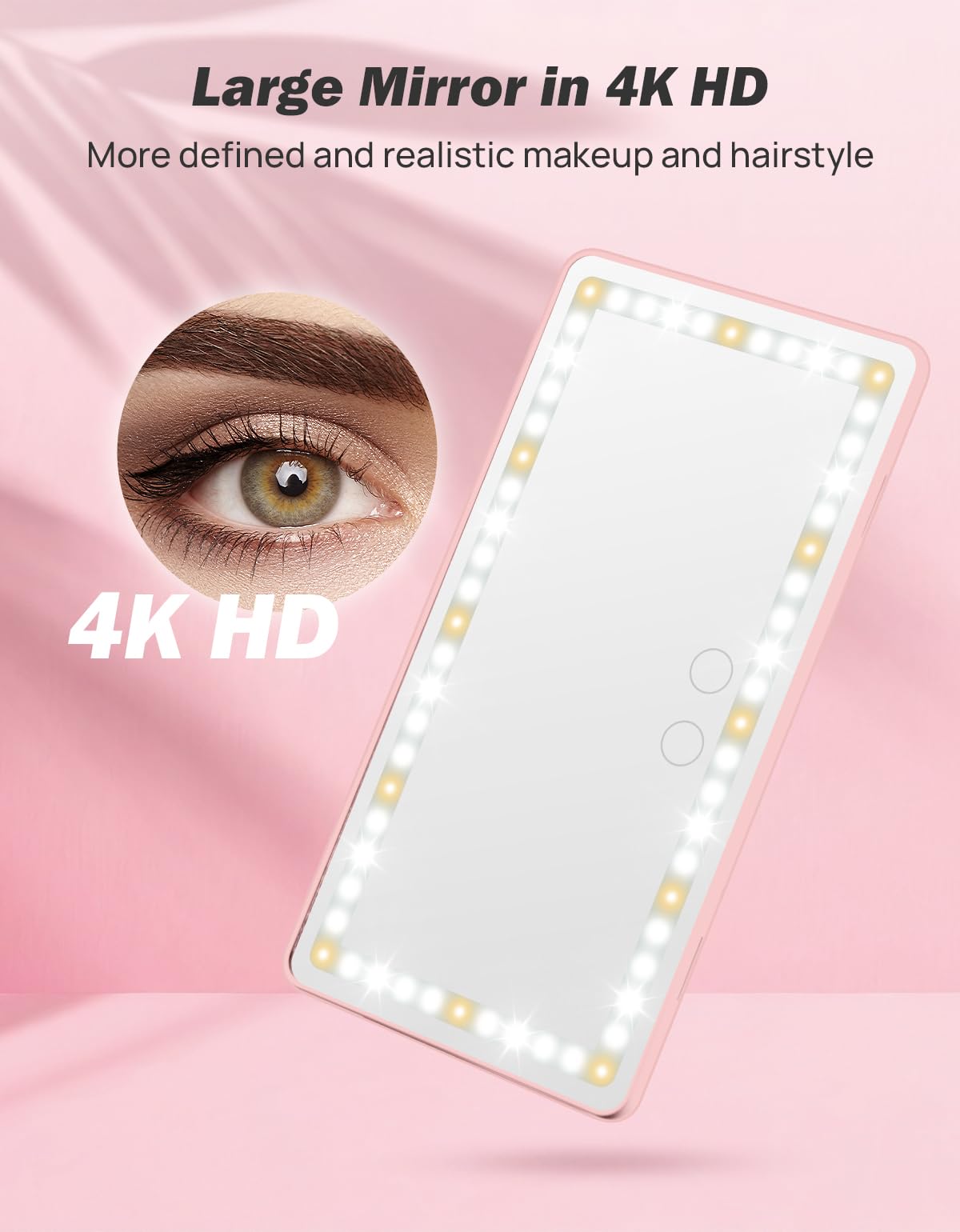 Joytutus Car Sun Visor Vanity Mirror, Car Mirror With 3 Light Modes & 60 Leds, Rechargeable, Touch Control, Universal Fit