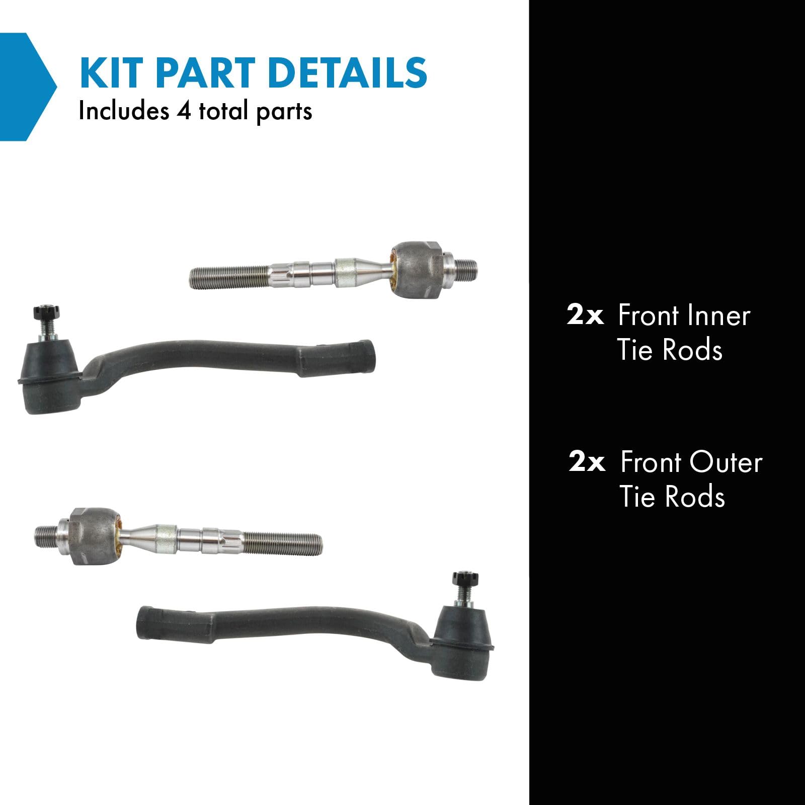 Trq Front Inner And Outer Tie Rod Set Compatible With 2010-2017 Hyundai Tucson 2011-2013 Kia Sportage