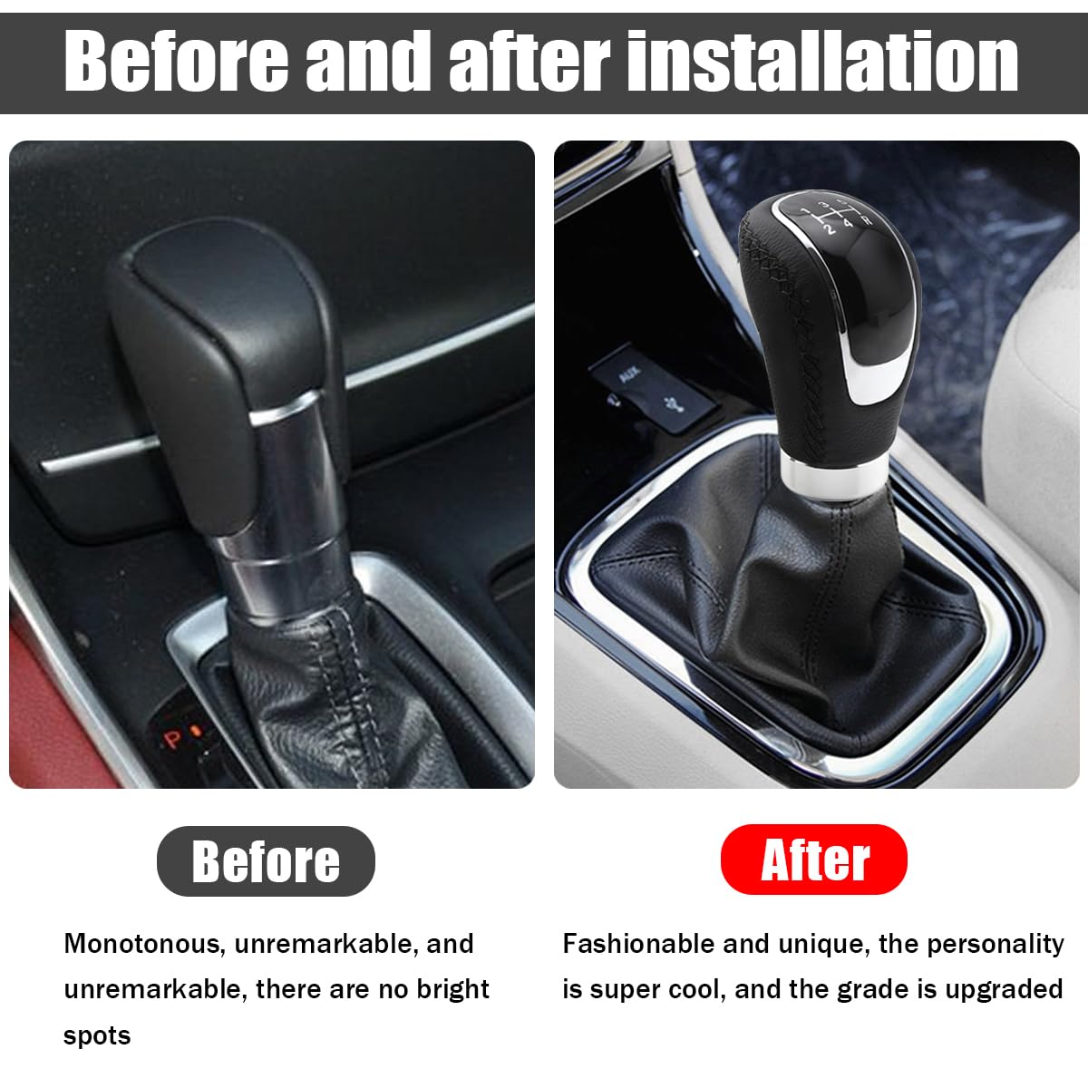 Osilly 5 Speed Shift Knob, Weighted Manual Gear Shifter Knobs, Leather Gear Shifting Handle, Automotive Manual Universal Transmi