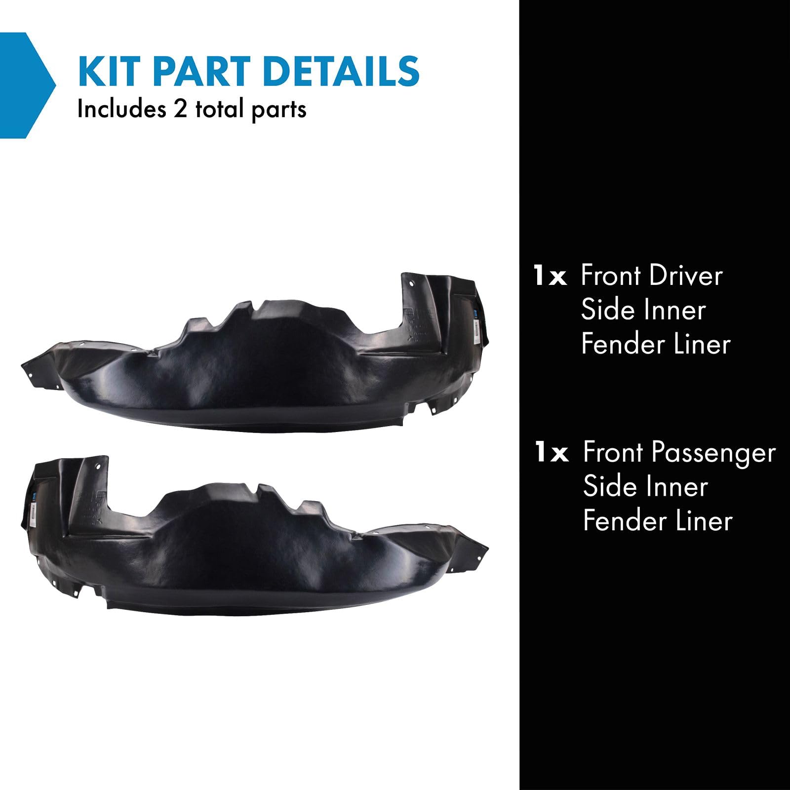 Trq Front Inner Fender Liner Set Compatible With 1993-1998 Jeep Grand Cherokee Ch1250101 Ch1251101